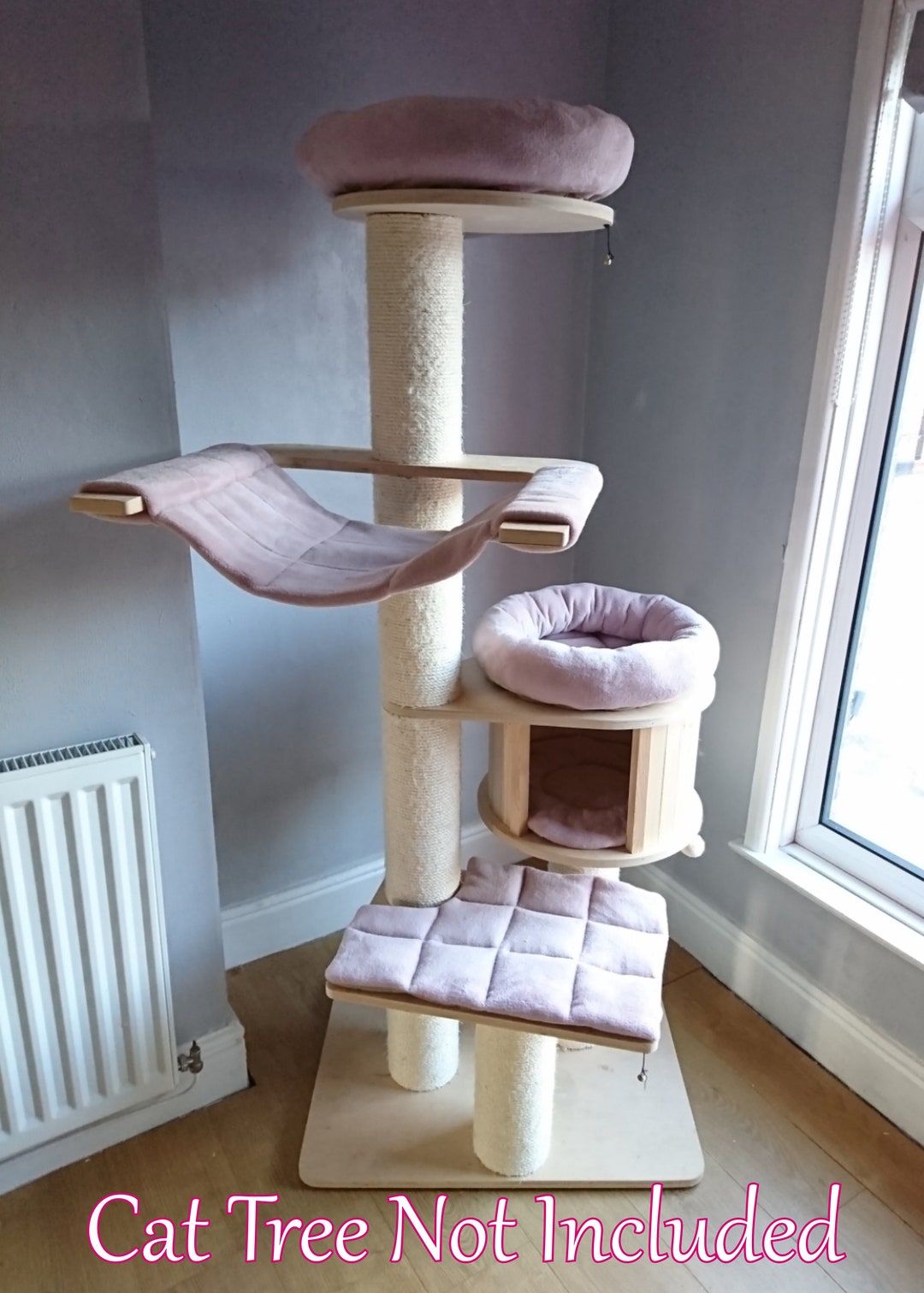 BLUSH PINK Cuddle Fleece 5pc Cat Tree Bed Replacement Set to Fit in for
