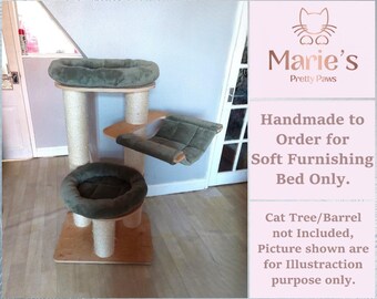 KHAKI GREEN Cuddle Plain Fleece, Pet Cat Tree Cushions Bed Replacement Set to fit in for Natural Paradise Cat Tree Amaryllis L