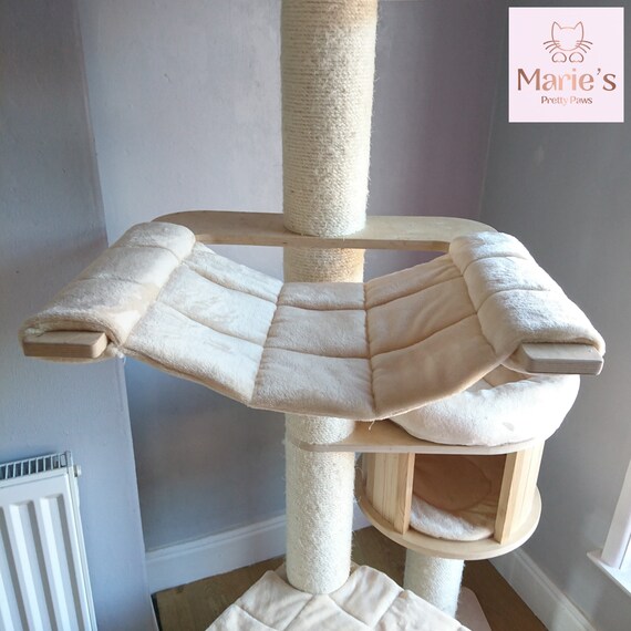 CREAM BEIGE Cuddle Fleece 5pc Cat Tree Bed Replacement Set to Fit