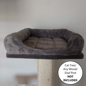 MID-GREY Cuddle Fleece Cat Snuggle Square Bed Replacement Cover Elastic Underneath to Attach on Any Platform of Cat Tree Scratching Post