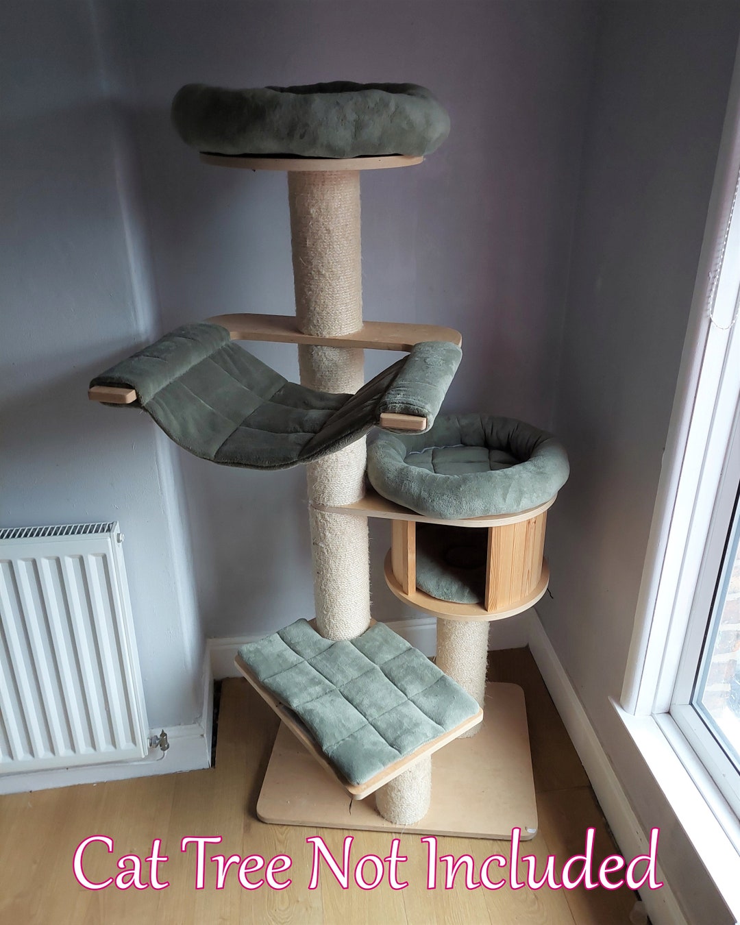 KHAKI GREEN Câlin Polaire 5pc Cat Tree Bed Replacement Set pour