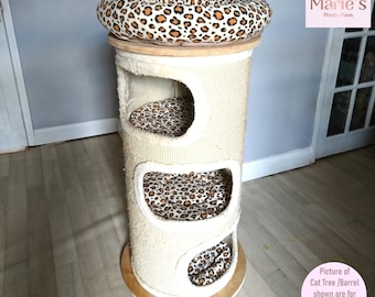 CHEETAH BEIGE PRINTED 4 Piece Cat Scratching Barrel Replacement Bed Set to Fit in for Natural Paradise Scratch Barrel (not included)