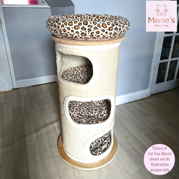 CHEETAH BEIGE PRINTED 4 Piece Cat Scratching Barrel Replacement Bed Set to Fit in for Natural Paradise Scratch Barrel (not included)