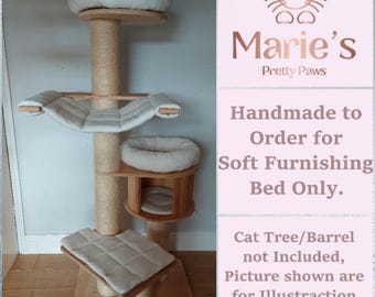 Ivory Cream Cuddle Soft Fleece, Cat Snuggle Cushions Hammock Bed Replacement Set to fit in for Natural Paradise Cat Tree Magnolia XL