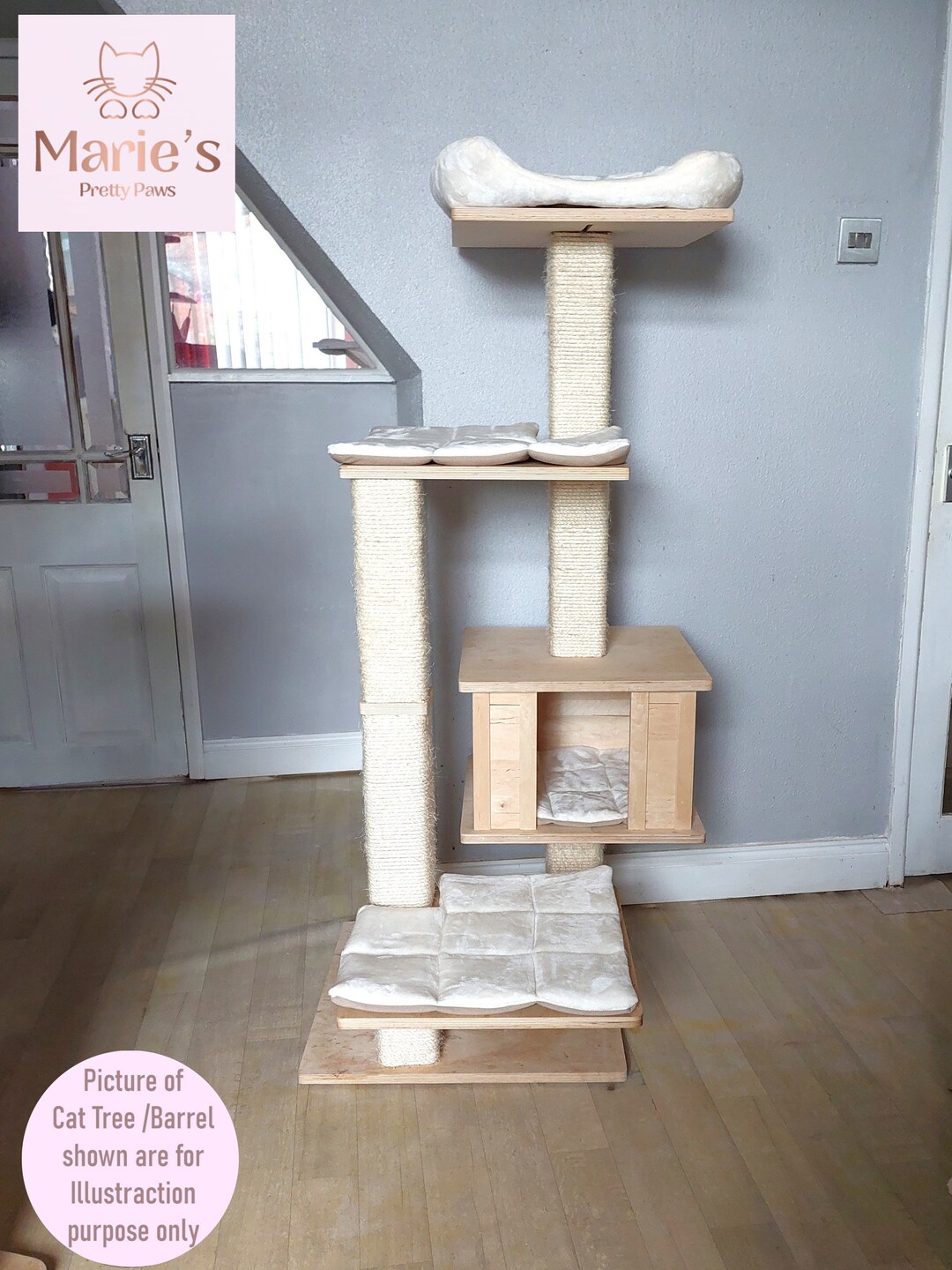 IVORY CREAM Soft Cuddle Fleece 4pc Cat Tree Bed Replacement Set to Fit