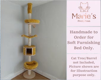 MUSTARD OCHRE Cuddle Plain Fleece, Pet Cat Tree Cushions Bed Replacement Set to fit in for Natural Paradise Cat Tree Magnolia Ceiling