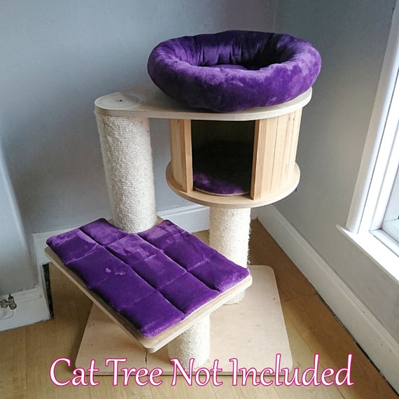 PURPLE Cuddle Fleece 3pc Cat Tree Bed Replacement Set to Fit in