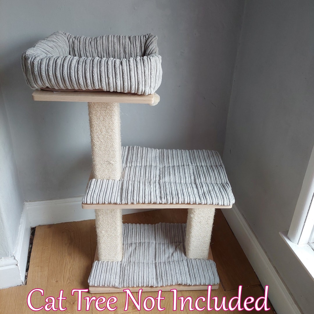 Handmade Removable 3 Pc Pet Cat Bed Replacement Set SILVER GREY