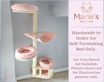 LIGHT CORAL/PEACH Cuddle Plain Fleece, Pet Cat Tree Cushions Bed Replacement Set to fit in for Natural Paradise Magnolia Wall Cat Tree