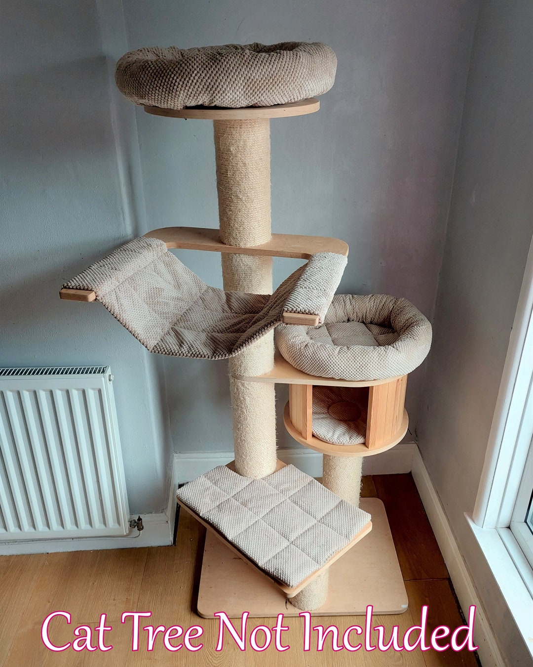 MINK BEIGE Chenille Corduroy 5pc Cat Tree Bed Replacement Set pour sadapter à Natural Paradise