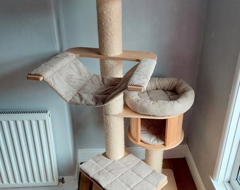 MINK BEIGE Chenille Corduroy 5pc Cat Tree Bed Replacement Set pour s’adapter à Natural Paradise Cat Tree XL (pas incl. arbre à chat)