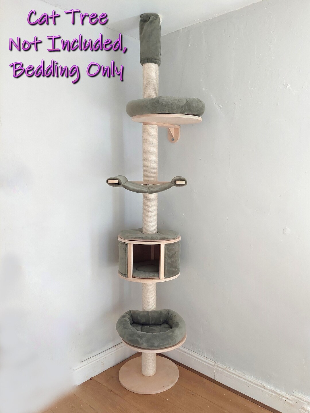 KHAKI GREEN Cuddle Fleece 6/7pc Cat Tree Bed Replacement Set to Fit in