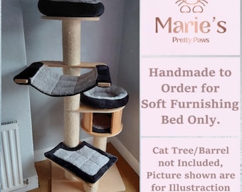 BLACK & SILVER Cuddle/Fur Sherpa Fleece, Pet Cat Tree Cushions Bed Replacement Set to fit in for Natural Paradise Cat Tree Magnolia XL