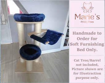 NAVY BLUE Cuddle Plain Fleece, Pet Cat Tree Cushions Bed Replacement Set to fit in for Natural Paradise Cat Tree Amaryllis L