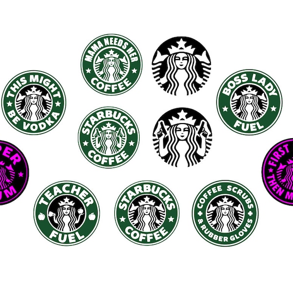 Coffee Star Bucks Bundle Design Cut File - Stencil - Silhouette - Cricut - svg - png - dxf - pdf - Sticker Template - cutting file