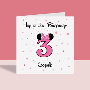 Âge personnalisé Minnie mouse - Filles - Enfants - Carte d'anniversaire d'enfant - Fille-nièce-soeur-petite-fille