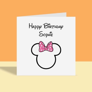 Souris Minnie personnalisée - Filles - Enfants - Carte d'anniversaire d'enfant - Fille-nièce-soeur-petite-fille