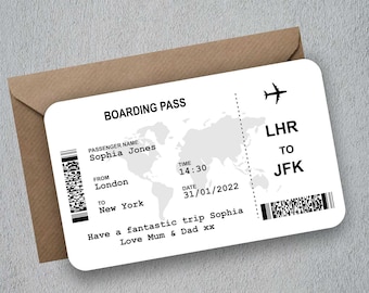 Personalised Custom | Gift Airline Ticket , Boarding Pass, Gift Card,