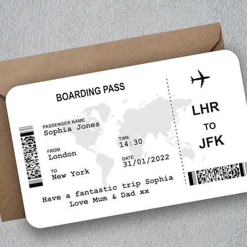 Personalised Custom Gift Airline Ticket Boarding Pass Etsy UK