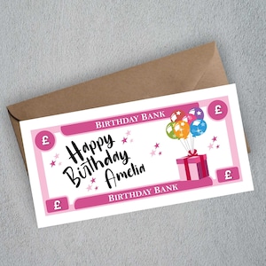 Billetera de cumpleaños personalizada / Sobre para vale de regalo / Tarjeta de cumpleaños con dinero / Regalo para amigos / Date un capricho