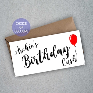 Monedero con forma de globo de cumpleaños personalizado / Sobre para vale de regalo / Tarjeta de dinero de cumpleaños / Regalo para amigos / Date un capricho
