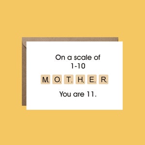 Scrabble - Madre, tienes 11 años / Tarjeta de felicitación, Día de la Madre, Scrabble, Para ella, En una escala, A6