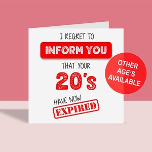 Tarjeta de felicitación de cumpleaños con edad vencida, lamento informarle, A6