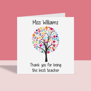 Gracias por ser el mejor maestro - Tarjeta personalizada / Maestro, Gracias, Árbol de corazones, Para él, Para ella, A6