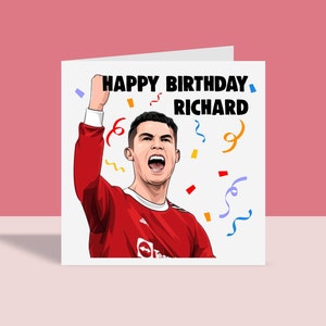 Ronaldo - Tarjeta de felicitación personalizada / Tarjeta de cumpleaños de fútbol, para él, para ella, A6