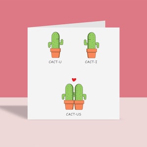 Cactus - Tarjeta de aniversario divertida / Tarjeta de felicitación, Amor, Corazones, Para él, Para ella, Romántica, A6