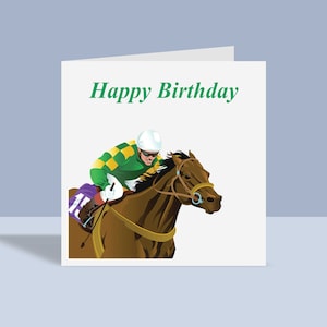 Tarjeta de felicitación de cumpleaños de carreras de caballos / Tarjeta de cumpleaños ganadora, A6
