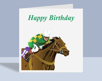 Horse Racing Birthday - Greeting Card  | Winning Post Birthday Card, A6