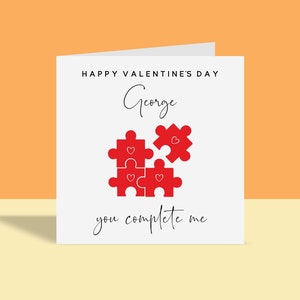 Personalised Valentines Day Card - Valentine's Day Card - Jigsaw Card, Missing You Complete Me Card, Boyfriend, Girlfriend, Husband, Wife