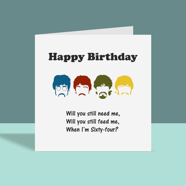 Paroles inspirées des Beatles - Carte d'anniversaire | Carte de voeux, joyeux anniversaire, pour lui pour elle, A6