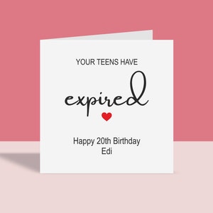 Tarjeta de felicitación de cumpleaños con fecha de caducidad, personalizada, con nombre, tamaño A6