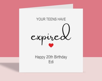 Age Expired Birthday Greetings Card, Personalised, Name, A6