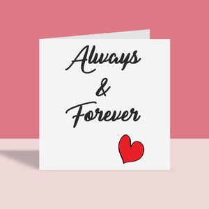 Always & Forever - Romantic Love Card | Anniversary, Wedding, Love, Hearts, For Him For Her, Romantic, A6