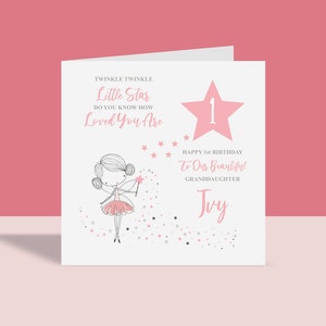 Twinkle Twinkle Little Star - Tarjeta de felicitación / Personalizada, Relación, Nombre, Edad,