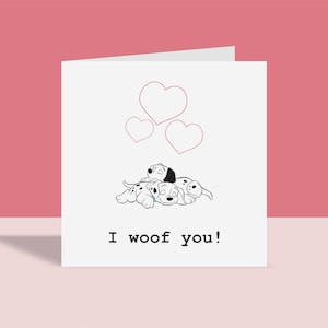 Te amo - Linda tarjeta de amor / Tarjeta de felicitación, Amor, Corazones, Para él, Para ella, Romántico, Dálmata, Perro