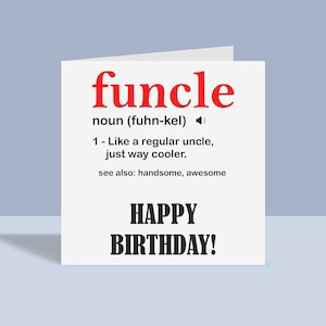 Funcle - Tarjeta de felicitación / Tarjeta de cumpleaños, Tarjeta divertida, Para él, A6