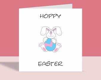 Hoppy Easter Bunny | Greetings Card, Easter Egg, Bunny, Happy Easter Card, A6