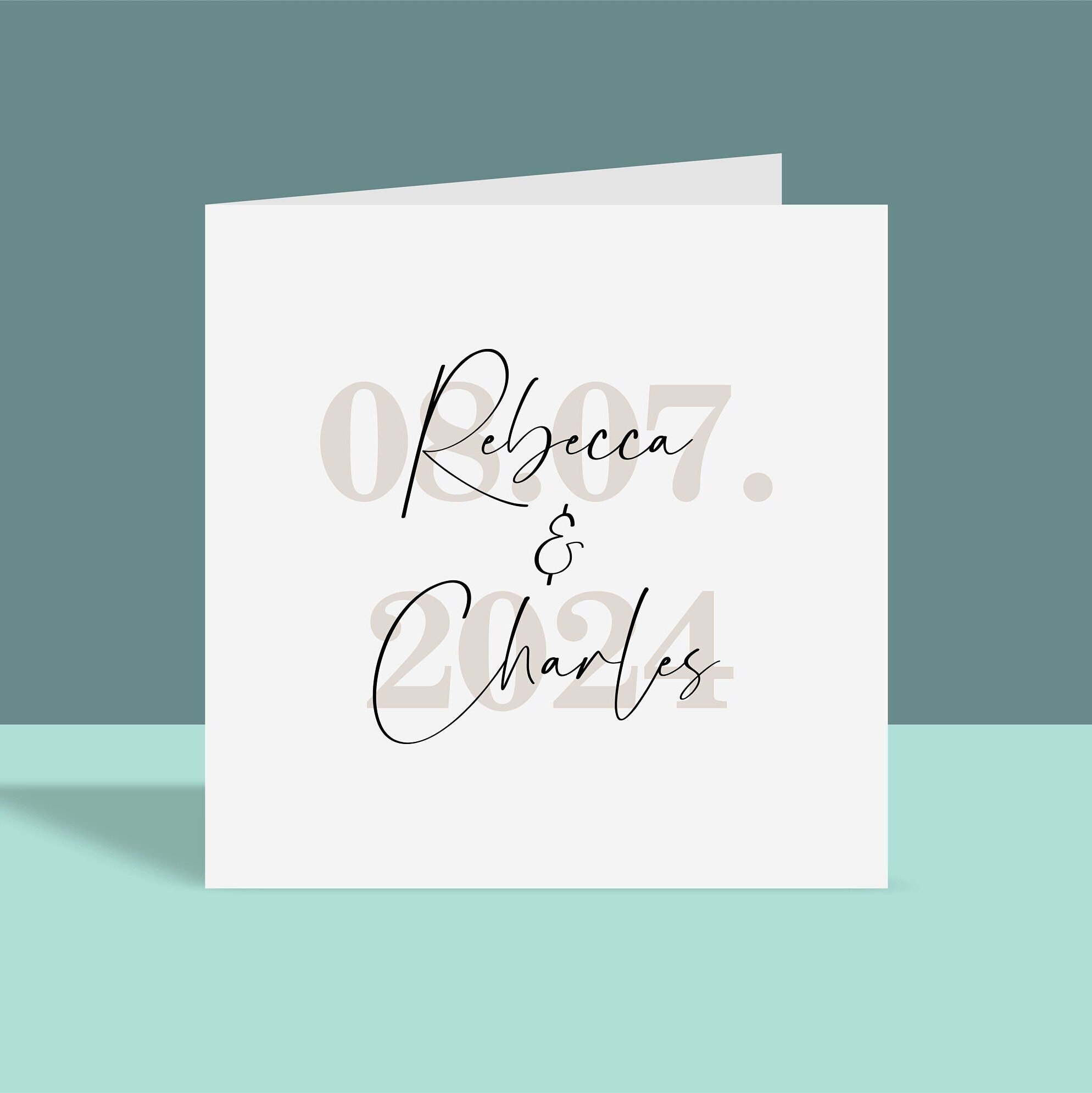 Biglietto Di Auguri Per Matrimonio Con Corona Floreale "Mr And - Foto 5