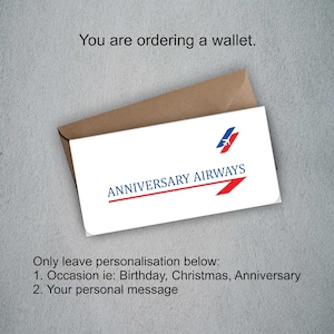 Personalised Custom Gift Airline Ticket , Boarding Pass, Gift Card, Wallet