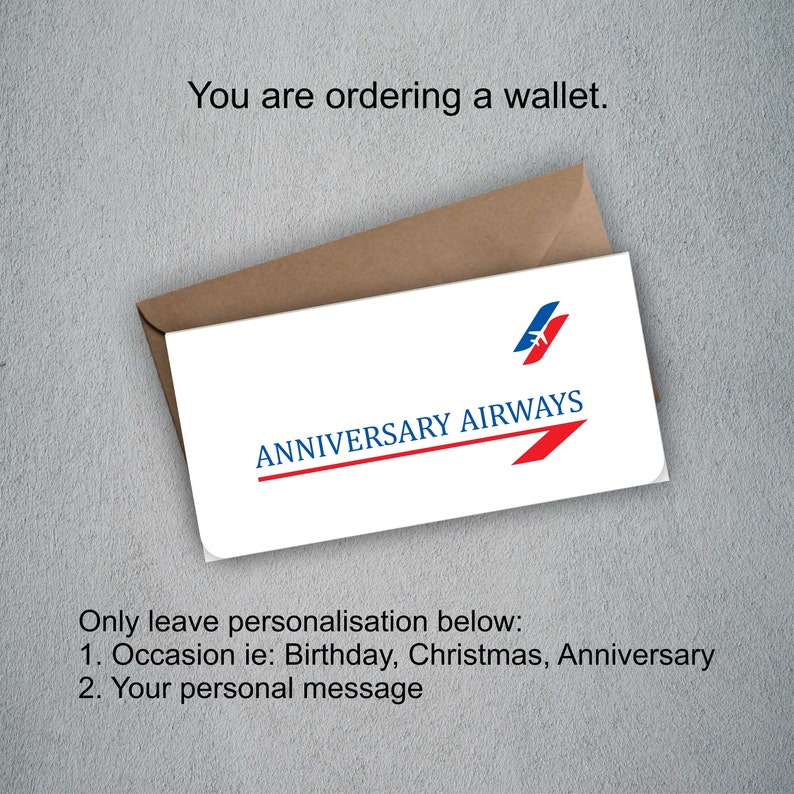 Personalised Custom Gift Airline Ticket , Boarding Pass, Gift Card, Wallet