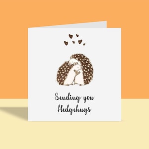 Tarjeta de felicitación con erizos, amor, corazones, para él, para ella, romántica, erizo, A6
