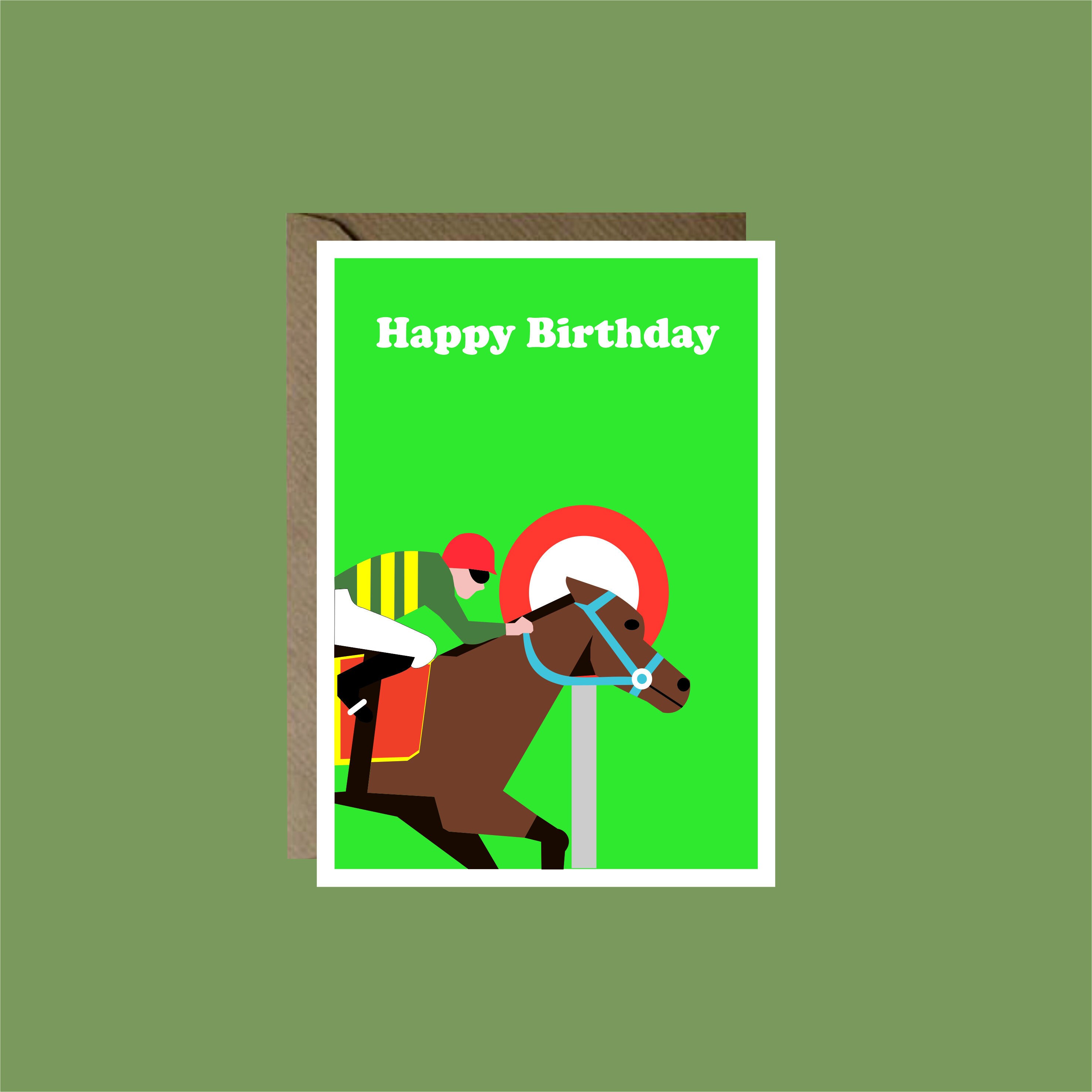 Horse Racing Birthday Greeting Card Winning Post Birthday Etsy