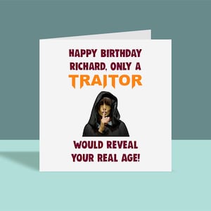 Divertida tarjeta de cumpleaños de traidor para novio, esposo, novia, esposa, fiel, Claudia Winkleman, programa de televisión