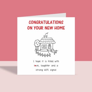 Amour, rires et wifi - Carte Nouvelle Maison | Carte de voeux, nouvelle maison, emménagement, A6