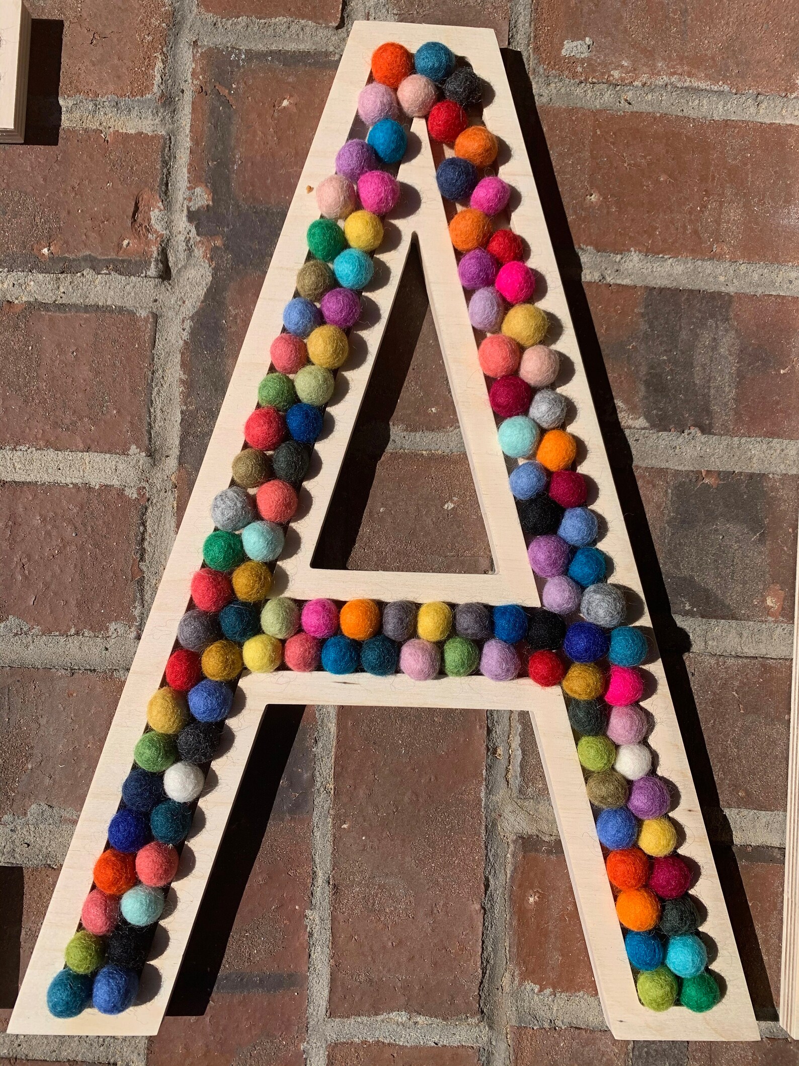 Wooden Letters with Wool Felt Balls Felt Pom Pom Ball Etsy