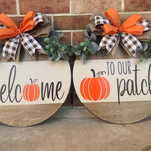 Fall Door hanger, Double Fall Wreath, Fall Double door decor, Double door Wreaths, Double Door hanger, welcome to our Patch